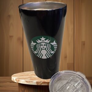 Starbucks Stainless Steel Tumbler Black w/Green Mermaid Logo Secure Top 18 oz